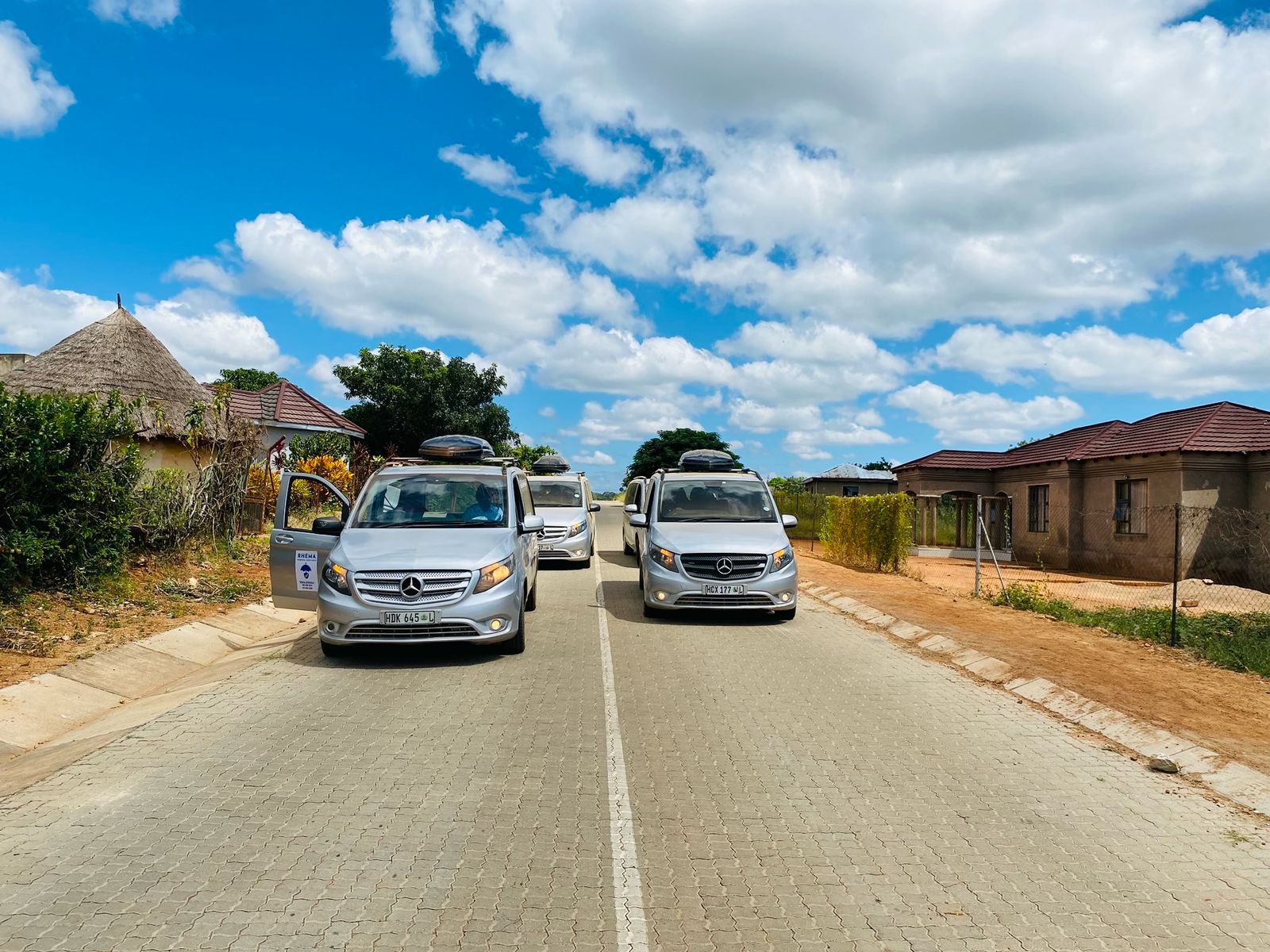 Funeral fleet vehicles on the road